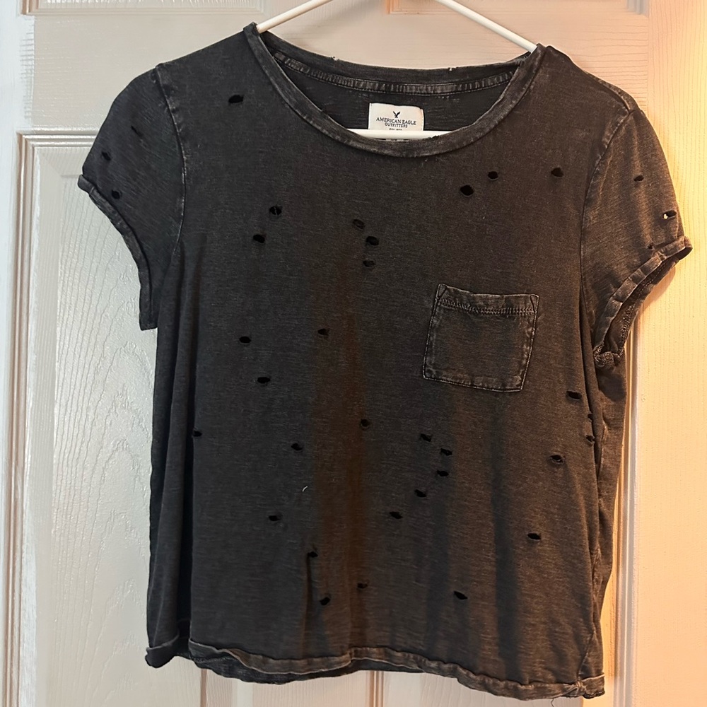 American eagle tee with holes